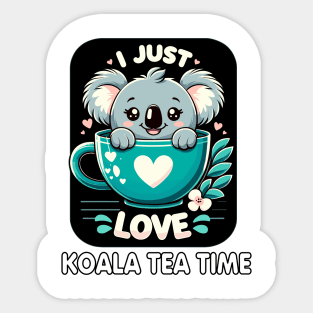 Cuddly Koala Tea Time: Adorable Teacup Hug Sticker